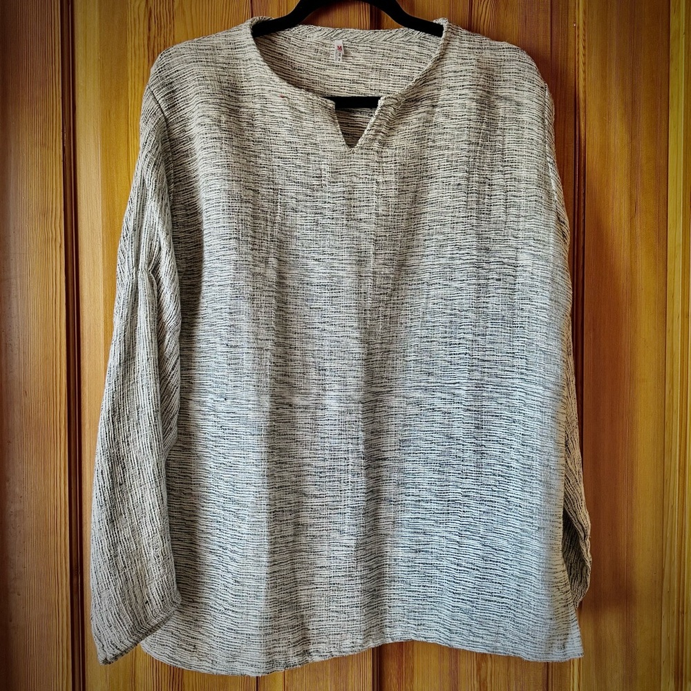 Cotton Loose Woven Long Sleeve Shirt